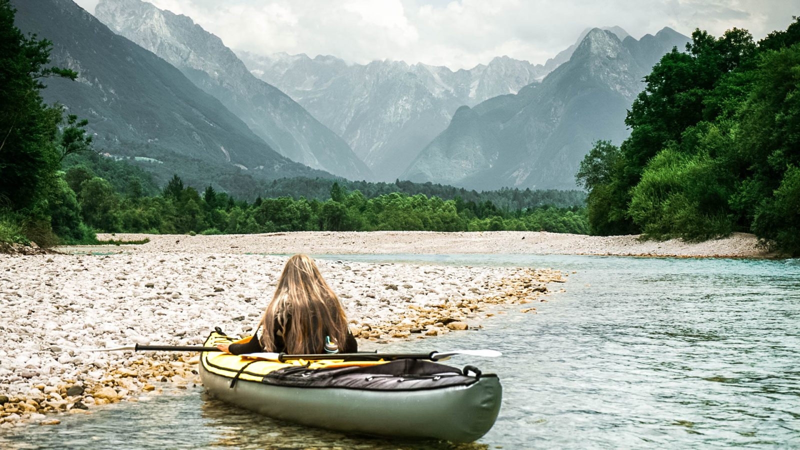 Kayaking Soča River Slovenia + Soča River + Slovenia + Selfguided kayak Soča River + Kayak + Kokopelli